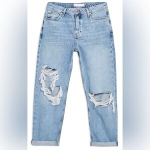 Top shop super ripped Hayden boyfriend blue jeans size 28/30